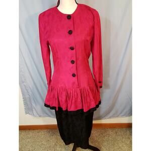 Frankie Welch; Pink and black silk dress